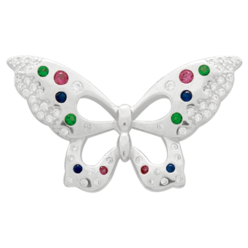 PCZ1077 Sterling Silver Multi-Colored CZ Butterfly Charm Pendant