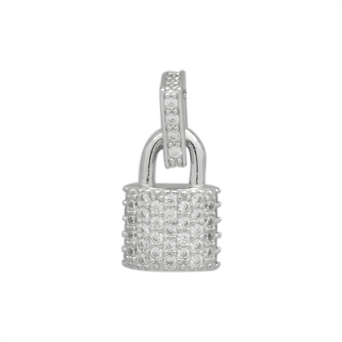 PCZ1079 Sterling Silver CZ Lock Charm Pendant