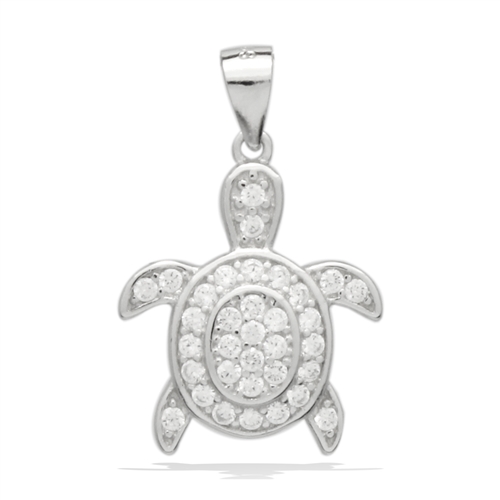 PCZ1082 Sterling Silver CZ Sea Turtle Charm Pendant