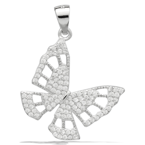 PCZ1084 Sterling Silver CZ Butterfly Charm Pendant