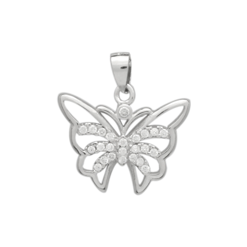 PCZ1085 Sterling Silver CZ Butterfly Charm Pendant