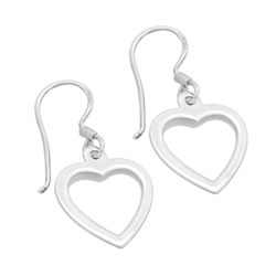 PES1004- Silver Plain Open Heart Dangle Earrings