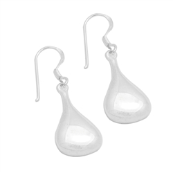 PES1006- Silver Plain Puffed Teardrop Earrings