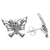 PES1008- Silver Plain Filigree Butterfly Stud Earrings