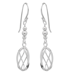PES1013- Silver Plain Long Spiral Dangle Earrings