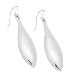 PES1016- Silver Plain Long Puffed Earrings