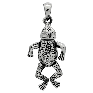 PHP1013-B - Silver Movable Big Frog Pendant 36mm