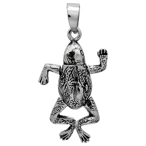 PHP1013-S - Silver Movable Small Frog Pendant 29mm