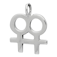 PHP1019 - Silver Double Girl Sign Pendant 23mm