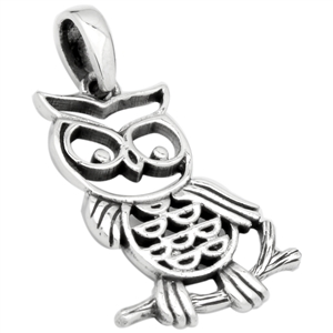 PHP1025 - Silver Owl Pendant 20mm