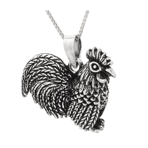 PHP1042- Sterling Silver Movable Rooster Pendant