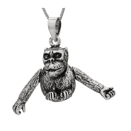 PHP1046- Sterling Silver Movable Monkey Pendant Big Version