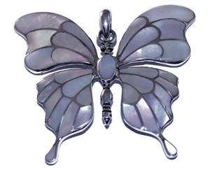 Silver Big Butterfly Mother of Pearl Pendant