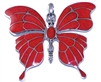 Silver Big Butterfly Red Coral Pendant