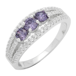 Silver CZ Ring- Amethyst