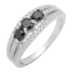 Silver CZ Ring- Black