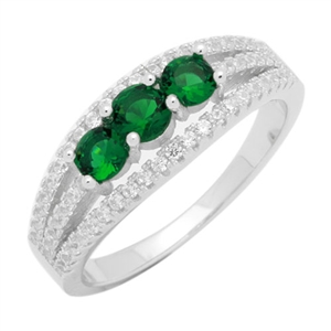Silver CZ Ring - Emerald