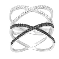 Silver CZ Ring - Criss Cross