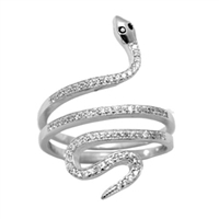 Silver CZ Ring - Snake - Clear
