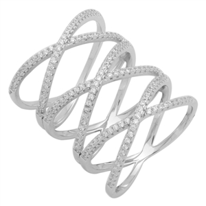 Silver CZ Ring - Triple Criss Cross