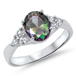 Silver CZ Ring - Rainbow Topaz