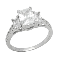 RCZ101055 Silver CZ 3 Stone Ring