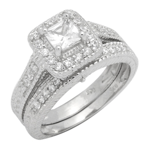 RCZ104012 - Silver Wedding Ring Sets