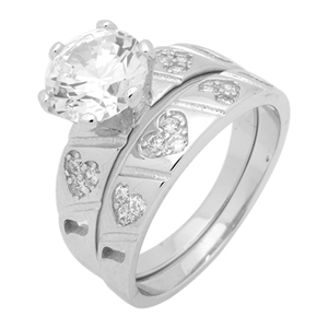 RCZ104022 - Silver Wedding Ring Sets