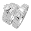 RCZ104035 - Silver Trio Wedding Ring Sets