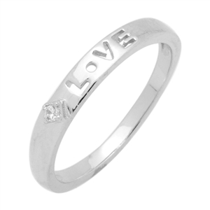 RCZ104036 - Sterling Silver CZ LOVE Band Ladies 3mm