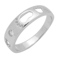 RCZ104038 - Sterling Silver CZ Footsteps Band Ladies 5mm