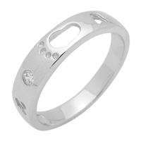 RCZ104039 - Sterling Silver CZ Footsteps Band Mens 6mm