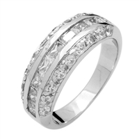 RCZ104042 - Sterling Silver Baguette CZ Band Ring 7mm