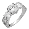 RCZ104044 - Sterling Silver Double Shank Solitaire CZ Ring 7mm