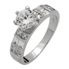 RCZ104046 - Sterling Silver Solitaire Baguette Accent Ring 6.5mm