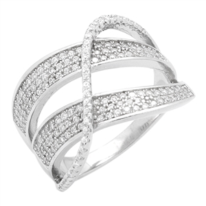 RCZ104049 - Sterling Silver Wide X Swirl Criss Cross Ring