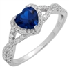 RCZ104050-SA - Sterling Silver Blue Sapphire CZ Heart Infinity Heart Solitaire Ring