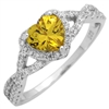 RCZ104050-YE - Sterling Silver Yellow CZ Heart Infinity Heart Solitaire Ring