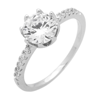 RCZ104052- Sterling Silver 7.5 Center Stone Solitaire CZ Ring