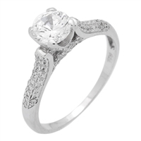 RCZ104053- Sterling Silver 6mm Center Stone Solitaire CZ Ring
