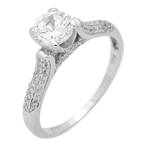 RCZ104053- Sterling Silver 6mm Center Stone Solitaire CZ Ring