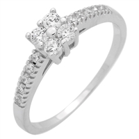 RCZ104054- Sterling Silver 4 Round CZ Center Stone Solitaire CZ Ring