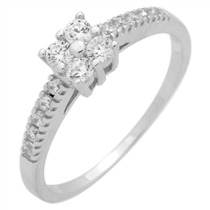 RCZ104054- Sterling Silver 4 Round CZ Center Stone Solitaire CZ Ring