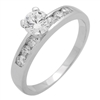 RCZ104055- Sterling Silver 6mm CZ Center Stone Solitaire Ring