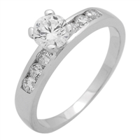 RCZ104055- Sterling Silver 6mm CZ Center Stone Solitaire Ring
