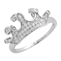 RCZ104063- Sterling Silver CZ crown Ring