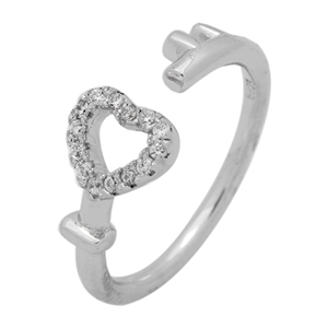 RCZ104065- Sterling Silver Wrap CZ Key to my Heart Ring