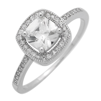 RCZ104066-CL Sterling Silver Clear CZ Square Ring