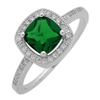 RCZ104066-EM Sterling Silver Green Emerald CZ Square Ring