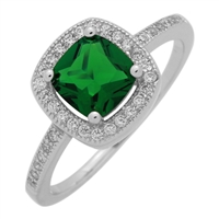 RCZ104066-EM Sterling Silver Green Emerald CZ Square Ring